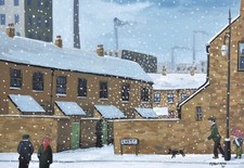 Peter J Norman dipinto ad olio originale East Street in inverno arte del nord