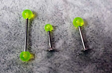 PIERCING SET 3 LABRET BARBELL TRAGO GIALLO LIME FLUORESCENTE 316L SURGICAL STELL