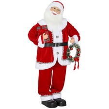 HOMCOM Babbo Natale Animato 120 cm Cantante e Ballerino a Batteria Rosso