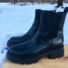 Stivali ASH "Links" donna (10/41) pelle nera chelsea plateau alla caviglia pull-on