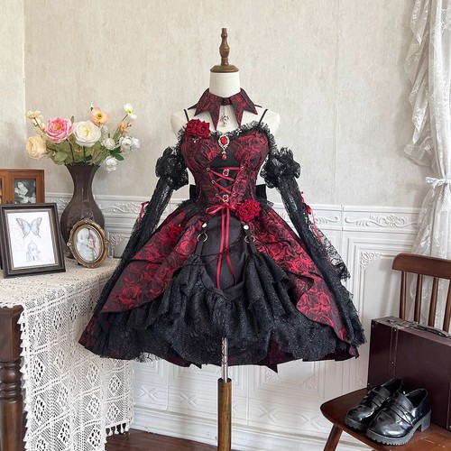 Abito con bretelle rose lolita - abito,