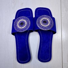 Sandali blu malocchio strass