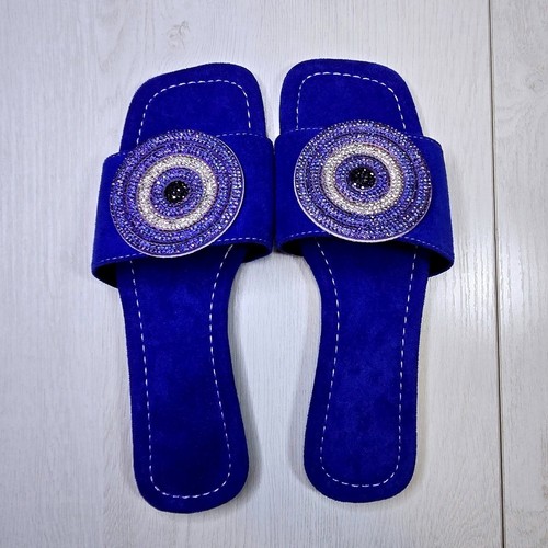 Sandali blu malocchio - , strass