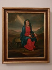 antico dipinto olio fine XIX XX Madonna Maria addolorata  cornice Salvator Rosa
