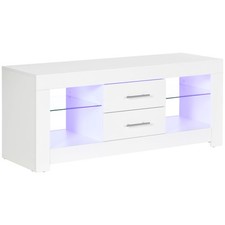 HOMCOM Mobile Porta TV da 55" con Luci LED 12 Colori e Telecomando Bianco