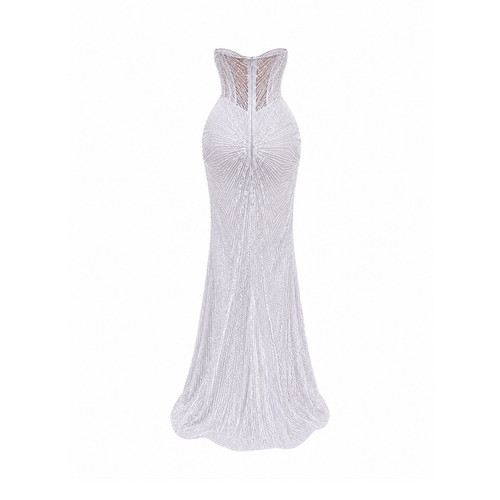 Maxi abito lungo donna argento