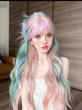 Parrucca Multicolore Lunga,Parrucca Lgbt,Parrucca Arcobaleno Onde,rainbow Wig