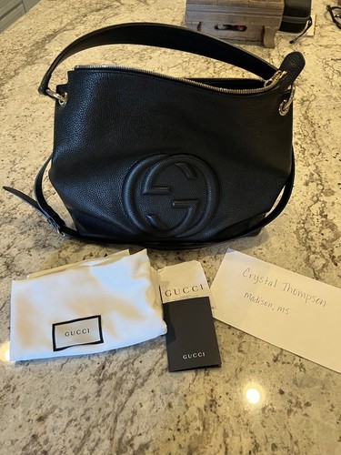 Borsa mano gucci nera gg - a,