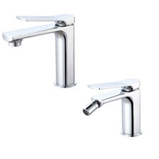 Set miscelatore lavabo e bidet LM in ottone cromato con scarico click clack