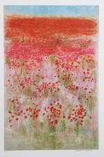 Natale Addamiano, Campo Rosso, litografia, firmata e numerata in pe