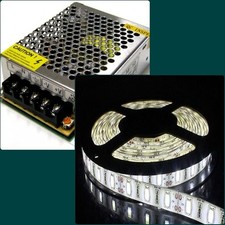 STRISCIA STRIP LED SMD 5630 o 5050 BIANCO 5 MT + ALIMENTATORE 5A