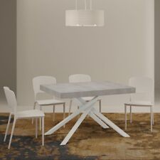 Tavolo allungabile KARIDA 120x90 cm cemento gambe bianche cucina pranzo