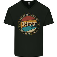 T-Shirt In Cotone Vintage Da Uomo V-Neck Del 48° Compleanno Fatto Nel 1977
