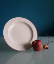 "Richard Ginori" piatto vintage, porcellana colore lino con bordo rosso, d.30 cm