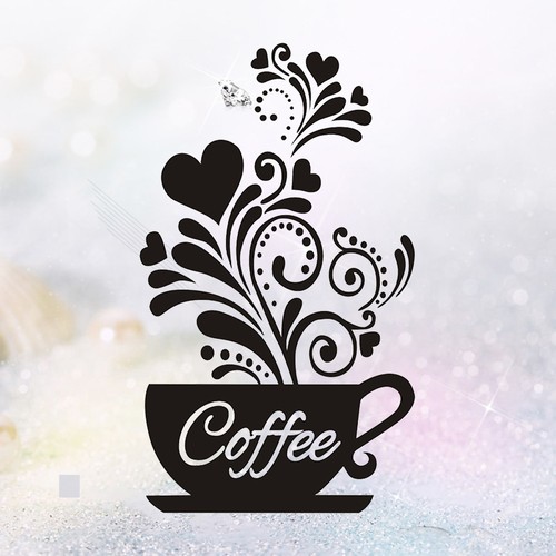Coffee cup sticker removable - cup,