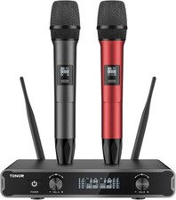 TONOR TW450 Microfoni senza fili, Cordless Dual Handheld Dynamic Karaoke