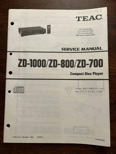 Teac 1000 800 zd 700 - zd-1000, zd-800