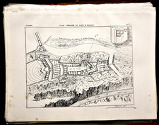 1881 Antica Mappa Militare.MARGA..Plan Dètaillé du Fort d'Exilles..Italie.