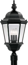 3-Light 28" Black Outdoor Post