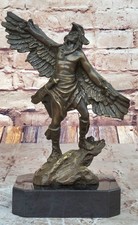 Scultura Statua In Bronzo Metallico Vintage NATIVE AMERICAN Aquila Spirito