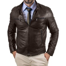 Genuine Brown Leather Biker