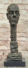 Scultura in bronzo maschile arte moderna astratta testa grande Giacometti metodo cera Lox