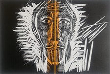 MIMMO PALADINO: Linoleografia Incisione 70x50 Firmata, Numerata, Pubbl. STUPENDA