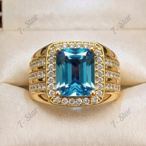 Anello uomo topazio blu - blu,, oro