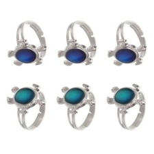  6 anelli dell'umore che cambiano colore a forma di tartaruga marina, anelli