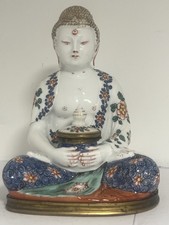 BOUDDHA PORCELAINE SAMSON CHANTILLY ENCRIER ANTIQUE PORCELAIN INKWELL BUDDHA 19E
