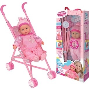 Bambola 40cm con passeggino - con,