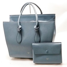 CELINE Hand Bag Blue Leather