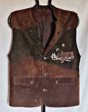 Gilet Vintage Trachten Oktoberfest Dirndl Tirolo Pelle Uomo Taglia US 40 EU 50