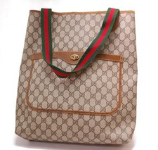 Borsa a tracolla Gucci GG linea Sherry tote bag pvc pelle marrone 1203a