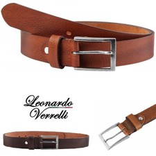 Cintura Cinta Uomo Vera Pelle 100% Firmata Leonardo Verrelli Marrone 2 Colori