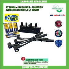 KIT BOBINA + CAVI CANDELA + 4 CANDELE DI ACCENSIONE PER FIAT 1.2 1.4 BENZINA