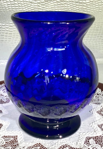 Vaso vetro artistico blu - vaso, in