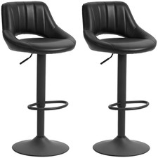 HOMCOM Set 2 Sgabelli Bar con Altezza Regolabile e Poggiapiedi Finta Pelle Nero