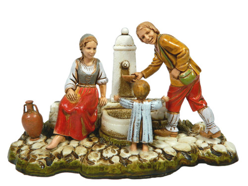 Scena famiglia alla - scena, fontana