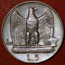 Italia 5 Lire 1929 R Vittorio