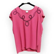 Tunica donna curvy fit rosso fragola tessuto davanti, spacchi maniche corte vero vintage