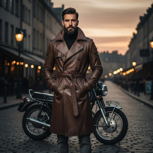 Trench coat uomo pelle di - trench,