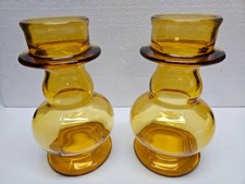 COPPIA VASI/CANDELABRI IN VETRO AMBRATO - ANNI 60' - VINTAGE