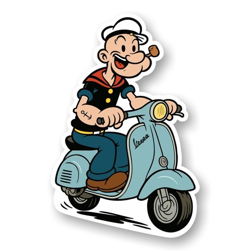 Popeye vespa pvc aufkleber - popeye,