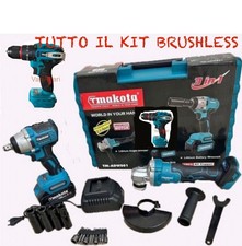 Kit Makota BRUSHLES 3 In 1 Trapano Avvitatore Flex Smerigliatrice  Svitabulloni