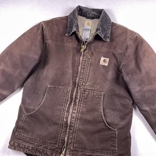 Giacca cappotto vintage Carhartt Sandstone Ridge uomo marrone medio C61 sherpa foderato lavoro