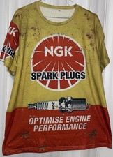 NGK Candele T Shirt Grafica Uomo•XL Meccanico Corsa Ricambi Auto JDM Euro