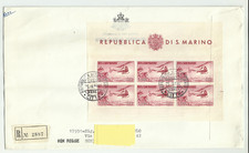 1961 SAN MARINO FOGLIETTO ELICOTTERO USATO - SU BUSTA VIAGGIATA (4860)