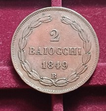 2 Baiocchi 1849 Bologna Rara Bellissimo Colore- Pio IX- Stato Pontificio
