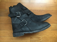 Men's TIGHA biker boots with buckles black leather vintage Sz 8.5 - EU 41